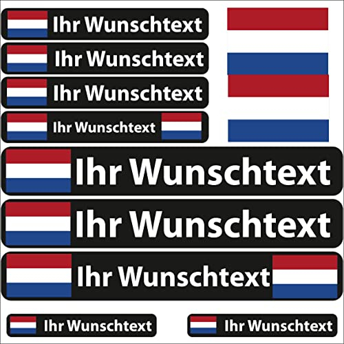 INDIGOS UG Fahrrad Aufkleber Niederlande - 13 Fahnenaufkleber glatt - Sticker selbst gestalten - Fahrrad - Auto - Motorrad - Namensaufkleber wasserfest personalisiert - Wunschtext