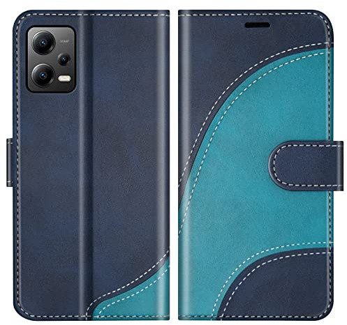 BoxTii Hülle für Xiaomi Redmi Note 12 Pro 5G, PU Leder Handyhülle für Xiaomi Redmi Note 12 Pro 5G, Ledertasche Klapphülle Schutzhülle mit Kartenfächer und Magnetverschluss, Blau