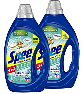 Spee Aktiv Gel Frische-Kick 4 + 1 Waschmittel 44 WL (2 x 22 Waschladungen), Flüssigwaschmittel mit 4 + 1 Formel vereint Reinheit, Strahlkraft, Extra Frische & Nachhaltigkeit, 20° - 95° C