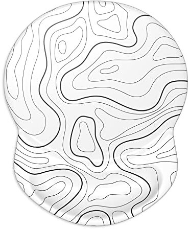 ITNRSIIET Tapis de souris avec repose-poignet pour souris sans fil, contour topographique, blanc