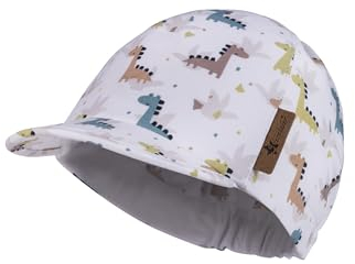 Sterntaler Schirmmütze Dino für Jungen - Kinder Mütze mit UV -Schutz 50+ aus weicher Baumwolle - Schirmmütze für Spielspaß an heißen Tagen - weiß, 51