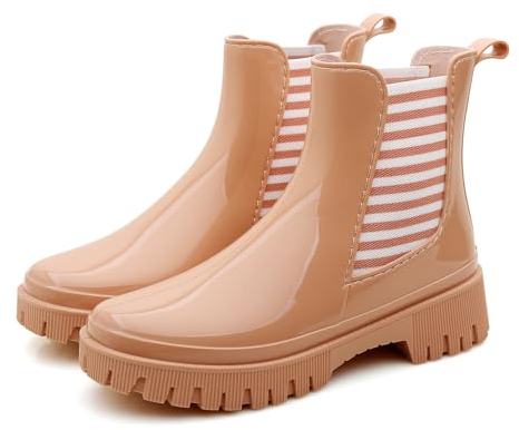 Rumkok Bottes De Pluie Femme, Imperméables Légère Antidérapante Caoutchouc Bottines, Chelsea Boots Bottes Chaussure pour l'extérieur