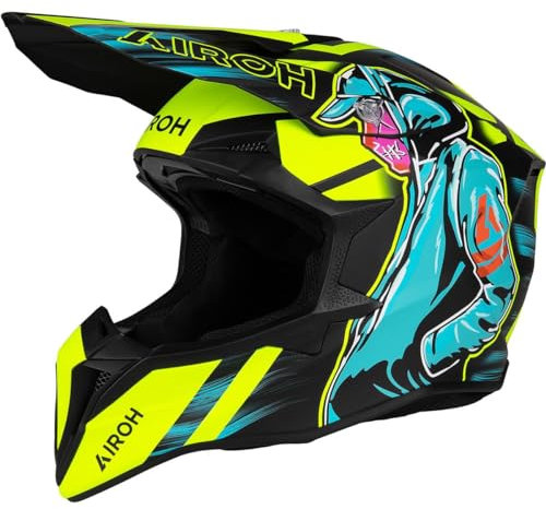 AIROH CASCO OFFROAD WRAAAP CYBER YELLOW MATT S