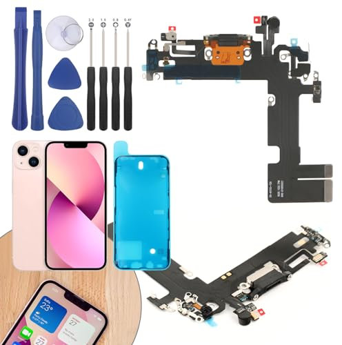 YHXMARSCAN Charging Port Flex Cable Replacement for iPhone 13 USB Dock Connector Flex Cable Microphone Replacement for iPhone 13 with Tools