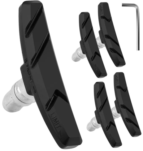 Adiwo Pastillas de Freno para Bicicleta, 2 Pares Pastillas de Freno V-Brake para Bicicleta, Zapatas de Freno Universales para Bicicletas con 1pcs de Llaves Allen, para Bicicleta de Montaña(Negro)