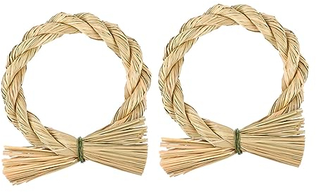 STOBAZA 2 Pièces Anneau d'herbe Couronne De Paille Japonaise Décoration d'automne Couronne De Paille Naturelle Décor Champêtre Accessoires De Tresse Guirlande Porte Suspendue Tisser Gazon