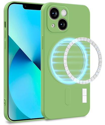 MyGadget Cover [ MagSafe ] per Apple iPhone 13 Mini - Custodia in Silicone Morbido a Doppio Strato – Case con Protezione Fotocamera & Fodera Interna - Verde