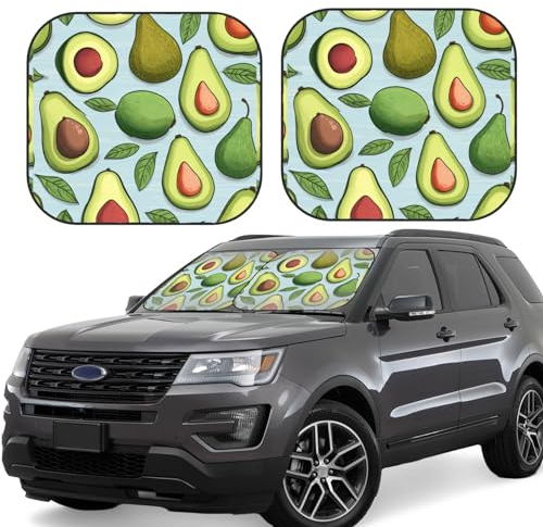 Fruit Avocado Leaves Windschutzscheibe Sonnenschutz 2 Stück Auto Windschutzscheibe Sonnenschutz Abdeckung Sonnenschutz UV Reflektor Hitzeschutz für Frontscheibe, Medium 27,9 x 31,1