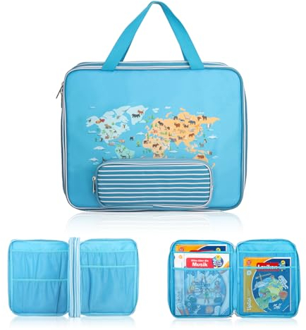 Tasche für TipToi Bücher Plus Tiptoi Stift,Kabel und Zubehör,Platz für bis zu 5-10 Starterset Buch für TipToi Schutzhüllen-Organizer, Kinder Tablet und Edurino Figuren (Blau)