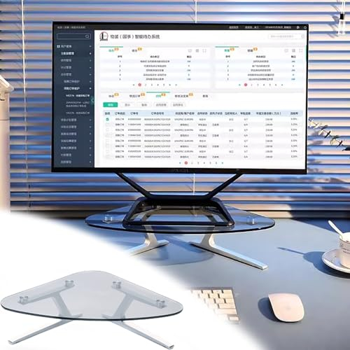 Elitix Monitorständer Glas-Hebeschirm-Dreieck-Universalständer, Arc-Desktop-Organizer-Riser für Computermonitor, Ergonomischer Notebook-Monitorständer für den Schreibtisch