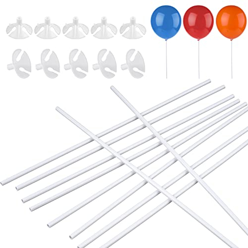 Ruzister 20 Stück Ballonstangen, einzeln, Kunststoff-Ballonstäbe, 32 cm, weiße Stäbe, Halter für Luftballons für Hochzeit, Geburtstag, Feiertage, Party-Dekoration