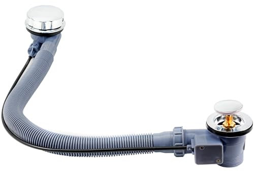 G1 1/2 Bath Waste & Overflow Kit - Pop Up Waste Connection Design, Click Clack Bath Waste Overflow Pipe Connection, Bathtub Waste Drain Replacement, Clicker Bath Waste Waste with Overflow