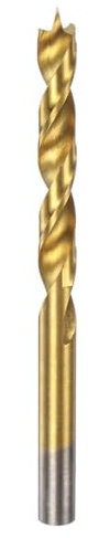 sourcing map Brad Point Drill Bit 9mm(23/64) Dia Straight Round Shank Drill Metric Brad Point Spiral Twist Drill Bits for Carpenter Woodworking Plastic Rubber, Golden
