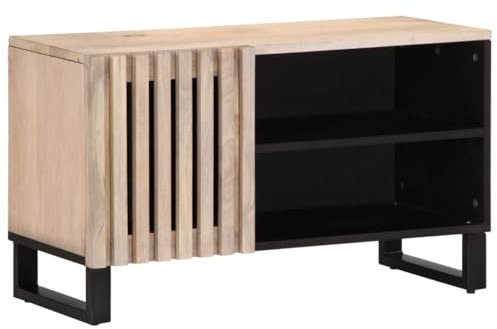 vidaXL Meuble TV 80x34x46 cm Bois Massif de manguier, Banc TV, Meuble HiFi, Console TV, Buffet TV, Meuble multimédia, Meuble de Divertissement TV