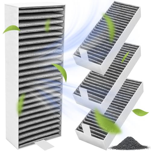Aktivkohlefilter für Dunstabzugshaube 4 Stück für Bosch HEZ9VRUD0 17004811/ Neff Z821VR0 17004806/Siemens HZ9VRCR0 17004796,195x75x35 mm | Clean Air Umluftersatzfilter