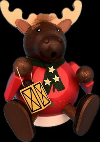 Rudolphs Schatzkiste Rauchfigur Elch mit Laterne sitzend Höhe 14cm NEU Räuchermännchen,Räuchermann,Räucherfigur,Raucher,Rauchmann,Räuchermännel,Smoker,Incense,Smokers