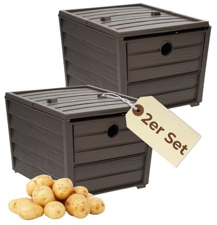 2x Kartoffelkiste Gemüsebox Kartoffel Aufbewahrungsbox Obst Gemüse Zwiebel Aufbewahrung Box Korb Behälter Obstkiste Vorratsbox