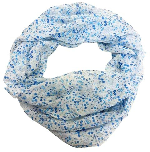 J26 Blume Blümchen Rose Seide Sommer Loop Farbverlauf Silk Uni Rundschal Schlauchschal Stola Schal leicht Tuch (Blau #1)