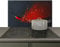 KitchenYeah© Spritzschutz Küchenrückwand Vinyl 91x52 cm Küche Wand Deko Küchenwand Rückwand, Ceranfeldabdeckung Pfeffer - Kräuter - Beton - Rot - Grau
