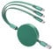66W Multi Charger Cable 3 in 1 Fast Charging, 6A Retractable Charging Cable with Micro USB Type C Phone Port for 16 Pro, 16 Plus, MacBook, Pad, Galaxy, Green