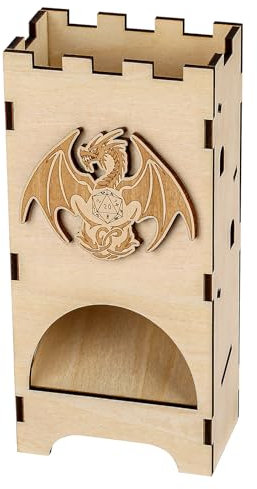 Torre dei dadi d&d, Legno Fantasia Motivo Drago Vassoio per dadi, Serata di giochi Mini accessori, Da tavolo Gioco di ruolo Torre, Regali per giocatori di fantasy D&D (Dadi non inclusi)