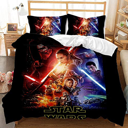 YINGD Star Wars Baumwoll-Bettwäsche-Set, Bettrock + 2 Kissenbezüge + Bettbezug, Bild 01, 140 x 200 cm