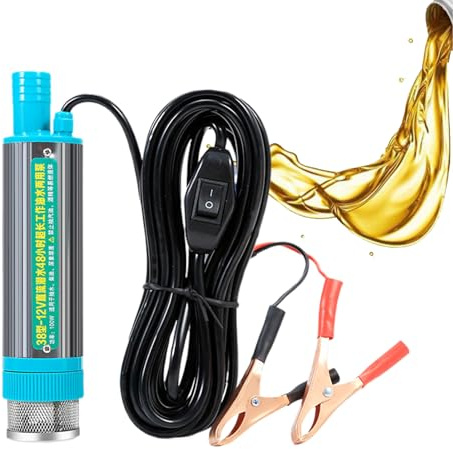 Submersible Pump | Water Oil Barrel Pump - 2 Alligator Clips Portable Refueling Tool for Automotive Truck Farm Boat Caravan