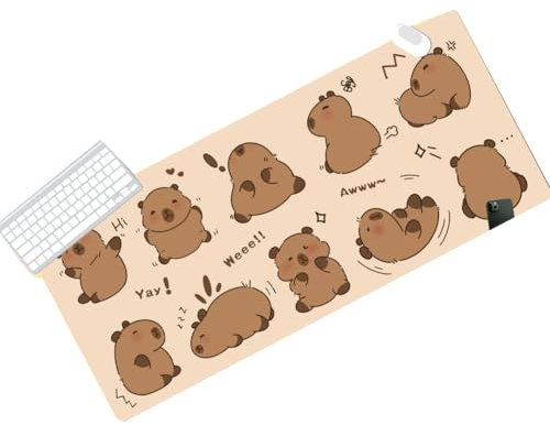 MEZHEN Alfombrilla Capybara Alfombrilla de Ratón Gaming Alfombrilla Escritorio Anime Mousepad Capybara Jugadores Escritorio Oficina Antideslizante