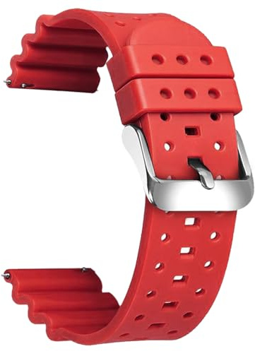 SZYXMY Bracelet de Montre de Plongée en Silicone à Libération Rapide 20mm 22mm Caoutchouc à Lignes Courbes Étanche et Résistant à la Transpiration Boucle en Acier Inoxydable