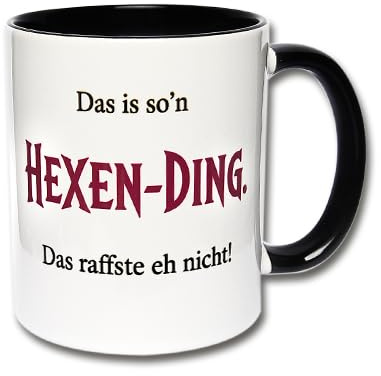 Lustige Tasse mit Hexen - Spruch Das is so'n HEXEN-DING ... | Kaffeetasse | Teetasse | Kaffeebecher (Schwarz-Weiße Tasse (ohne Deckel))