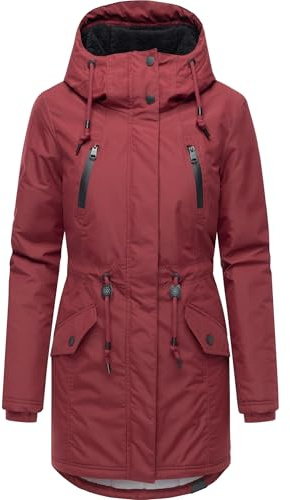 Ragwear Damen Wintermantel Warmer atmungsaktiver und wasserdichter Parka mit Teddyfell gefüttert und mit Kapuze Elsien YOUMODO XS-6XL