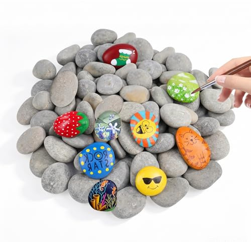 UESDU 60 Stück Steine zum Bemalen, Kieselsteine zum Bemalen 1-3 cm Dekosteine Naturstein für Bastelarbeiten Schule Malerei BlumentöPfen Dekoration