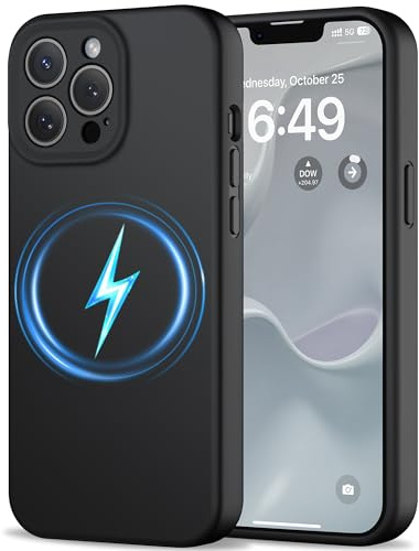 HOOMIL Hülle für iPhone 13 Pro, Vollständiger Kameraschutz, Kompatibel mit Magsafe, Flüssigsilikon mit Seidig-Weicher Haptik, Militärischer Stoßschutz Handyhülle - Schwarz | Seidig-weiches Silikon, vollständiger Kameraschutz, Fallschutz, Mikrofaser-Futter