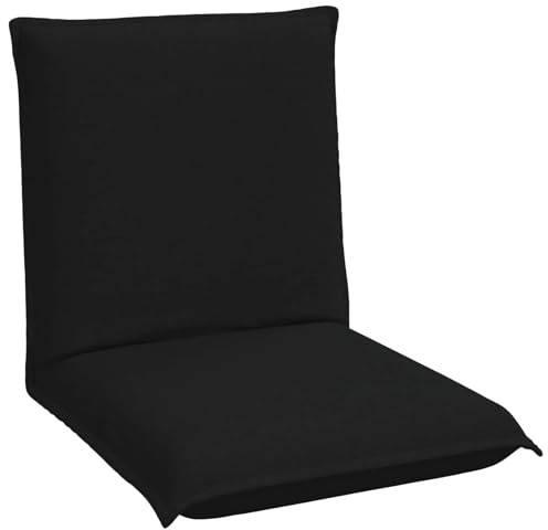 vidaXL Verstellbarer Fußsessel Schwarz Stoff, Wohnzimmer, moderner rechteckiger Bodenstuhl, vielseitiger Rückenlehne, Verstellbarer Sitz, Polyester, Metallgestell