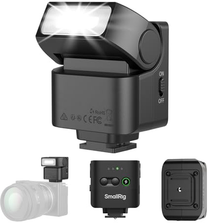 SMALLRIG RS-22 Mini Camera Flash for Sony for Nikon for Canon for Fuji DSLR, GN8 Manual Speedlite, 85° Adjustable, 4 Levels 1/1-1/8, 700 Full Power Flashes, 0.1-4s Recycle/6500K/400mAh Battery -5883