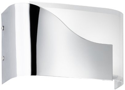 WOFI Wandleuchte 2-flammig, Vento, 2x G9 / 33 Watt, 230 Volt, Breite: 15 cm / Tiefe: 24.5 cm, 2700K, 460 Lumen, Energieeffizenzklasse C, Glas weiß mit Klarrand, inklusive Schalter, chrom 4038.02.01.0000