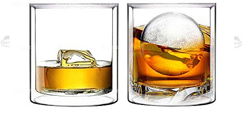 Sun's Tea - Lot de 2 verres à whisky à double paroi - Verres à cocktail et à whisky - 156,9 g - Verres à whisky et à cocktail - Verres isothermes transparents