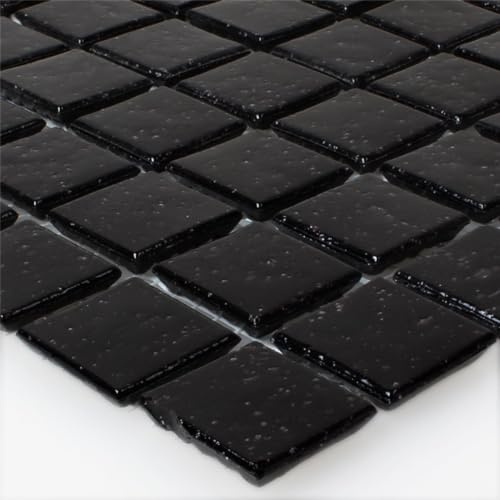 Glasmosaik Fliesen Kimberley Schwarz Uni Glänzend Duschwand Küche Bordüre Dusche