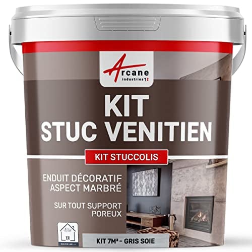 Set Stuckfarbe, STUCCOLIS Putz mit Mörtel und Farbstoff Seidengrau - kit bis zu 7 m²