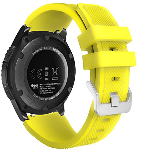 MoKo Cinturino Sportivo Compatibile con Samsung Galaxy Watch 3 45mm/Galaxy Watch 46mm/Gear S3 Frontier/S3 Classic, 22mm Cinturino di Ricambio in Silicone Morbido per Uomo Donna, Giallo