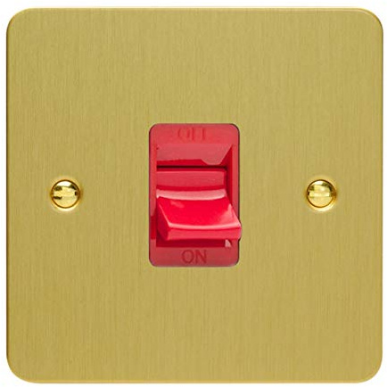 XFB45S Varilight Ultraflat Plate Brushed Brass 45A Cooker Switch (single plate)