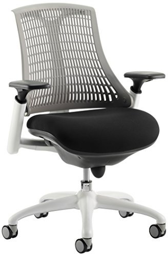 Dynamic KC0061 Flex Task Frame Fabric Operator Chair with Arms - White/Black/Grey
