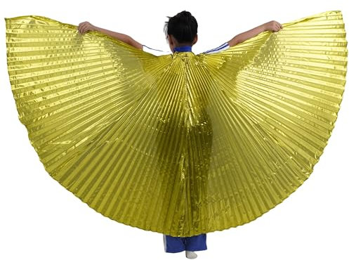 MUNAFIE Disfraz de alas de Halloween para niñas y niños, alas de Hada, alas de ISIS Wings, Disfraz para Carnaval, Cosplay, Fiesta, Dorado