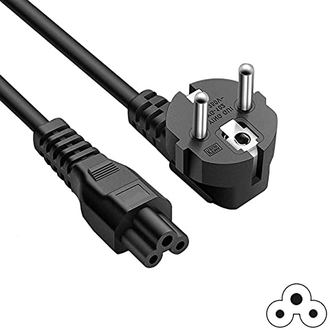 FSKE Cable de Alimentación Cloverleaf CEE7 a Toma IEC 320 C5, Cable de Alimentación de CA de 3 Pin, 10A 250V para Fuentes de Alimentación de portátiles Escáneres Impresoras Monitores de TV LED, 1,5m