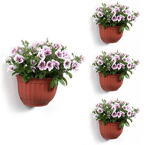 T4U 21.5CM Resina Cestini per Appendere a Parete Set di 4, Fioriera Vasi Cesti da Parete Plastica Cesto Appeso Vaso per Casa e Giardino Veranda Finestra Decorazione Interni ed Esterni Nozze Davanzale