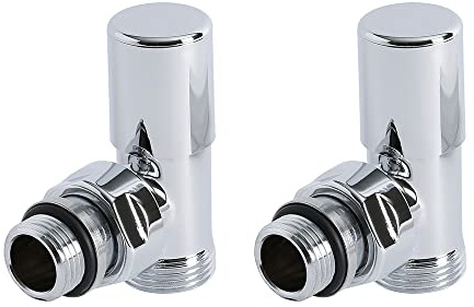 MILANO Chrome Angled Manual Radiator Valves Copper Eurocone Adapters 16mm