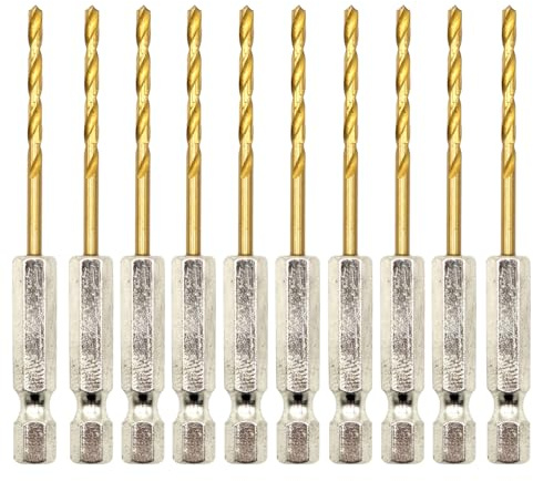 4,0 mm TITAN Bohrer mit Sechskantschaft HSS-TIN Spiralbohrer mit Bit-Aufnahme VE 10 Stück