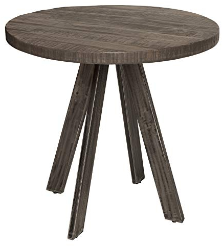 invicta INTERIOR Massiver Esstisch Iron Craft 80cm rund grau Mangoholz geflexte Beine Holztisch Bistrotisch Tisch