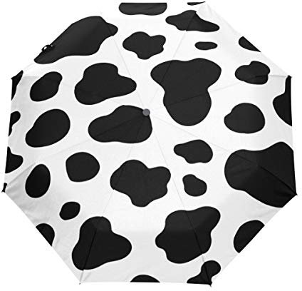 My Daily Regenschirm mit Kuh-Motiv, schwarz, weiß, gepunktet, automatisches Öffnen und Schließen