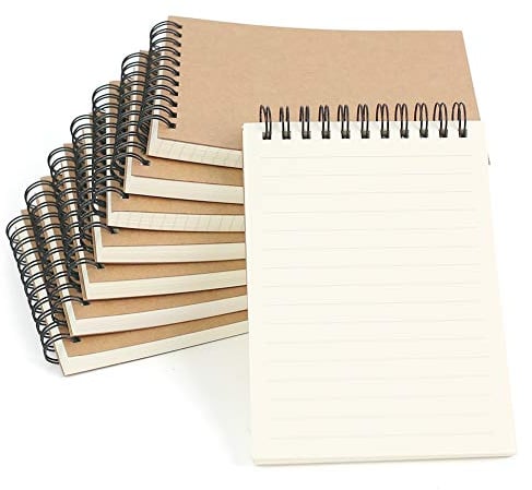 SALLYFASHION A6 Notizblock klein,8 Stück (4 blanko + 2 liniert + 2 kariert) mini Spiralblock Notizbuch deal für Skizzenblock,Schreibblock, Rechenblock,Malblock,Zeichenblock,Notizen